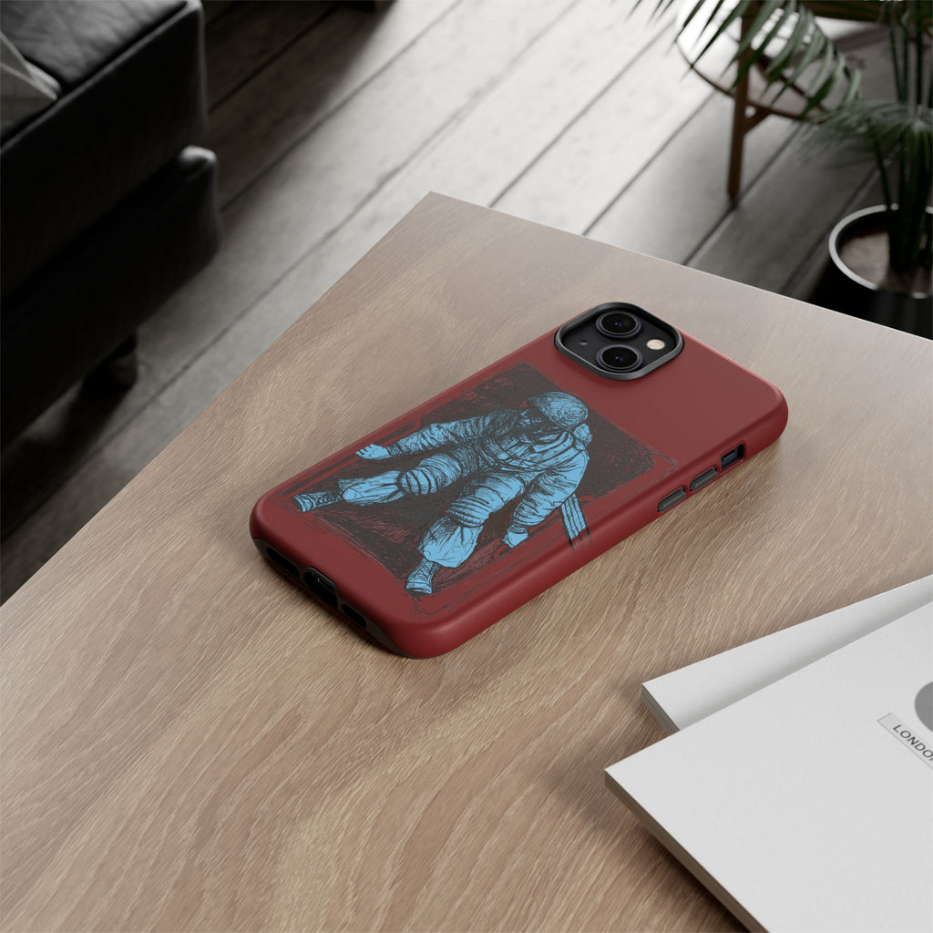 Fallschirmjäger Phone Case | WWII German Paratrooper Hand-Drawn Art | Maroon & Cambridge Blue Tough Case