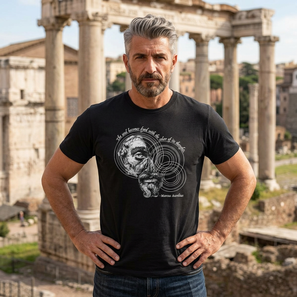 Stoic philosophy gift t-shirt — Marcus Aurelius Meditations quote 